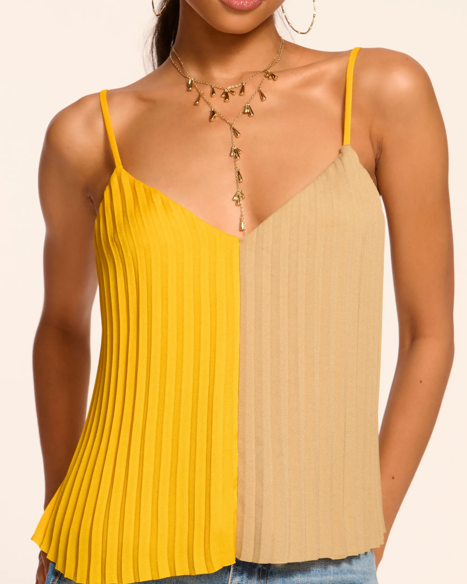 Ramy Brook Eda Colorblock Pleated Tank Top Daisycolorblock Discount