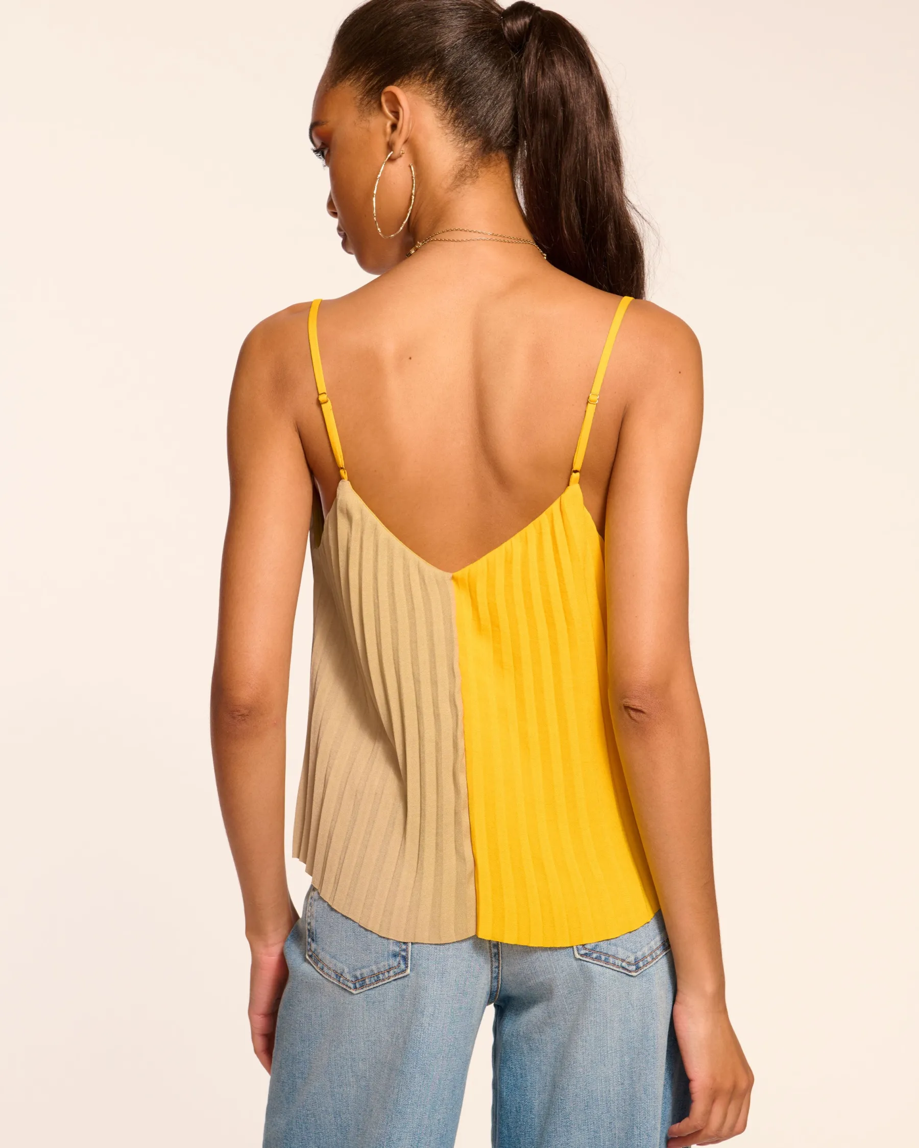 Ramy Brook Eda Colorblock Pleated Tank Top Daisycolorblock Discount